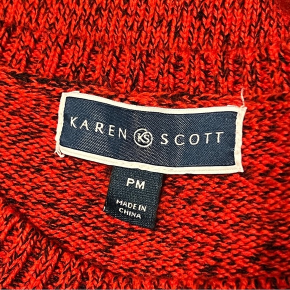 Karen Scott Christmas Snowman Snowflakes Red Sequins Sweater Long Sleeve PM - Picture 6 of 12